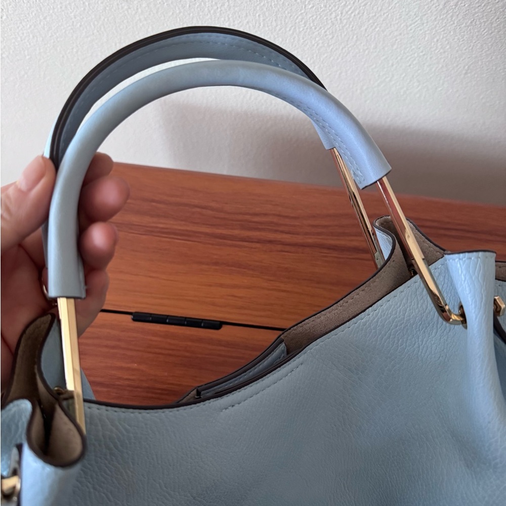 Sondra Roberts Blue Tote Bag with Metal Handle - Picture 6 of 6